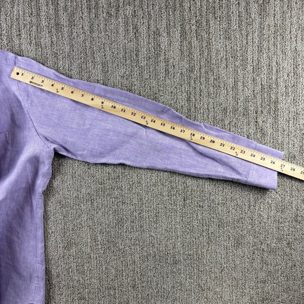 UNTUCKit Selegas Men's‎ Large Purple Linen Button Down Shirt Long Sleeve Casual - Picture 8 of 10